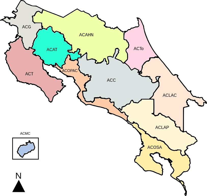 SINAC Areas map