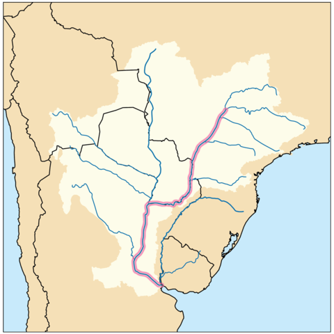 Map showing location of Paraná River