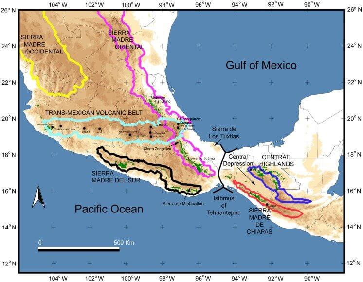 Topographic map of Mexico / Central America