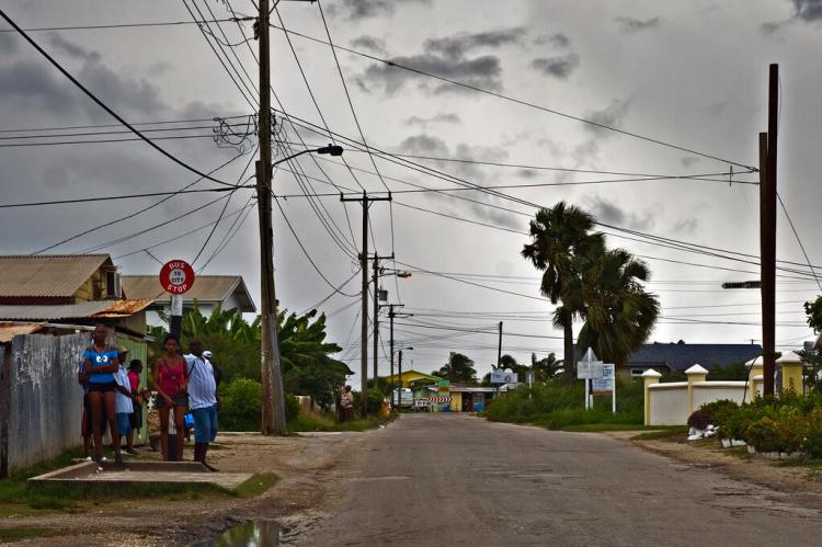 Barbados residential area bus stop