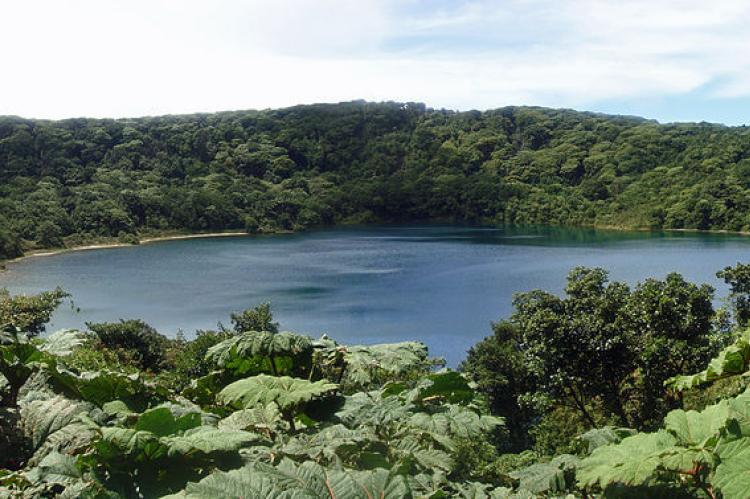 Panoramic view of Botos Lake (inactive volcano crater) at the Poas National Park, Alajuela, Costa Rica