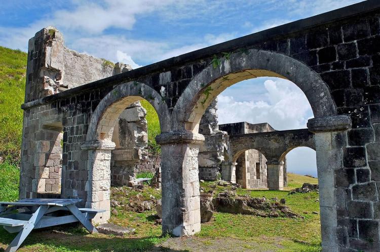 Ruins at the Brimstone Hill Fortress on Saint Kitts