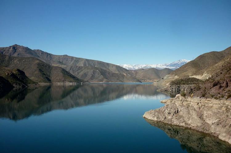 Panoramic view of the Puclaro reservoir in Elqui Valley, Chile