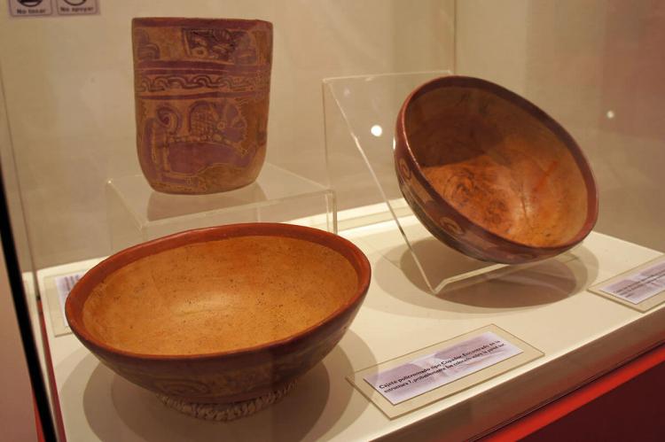 Mayan artifacts found at the Joya de Cerén archaeological site and in display at the Joya de Cerén Museum, El Salvador