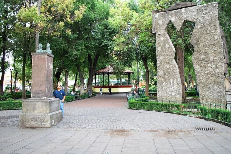 Entrance to plaza in front of the San Bernadino de Siena Church in Xochimilco, Mexico City