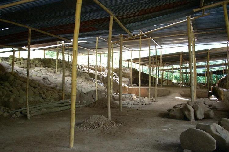 Excavations of the ballcourt at Takalik Abaj Archaeological Site, Guatemala