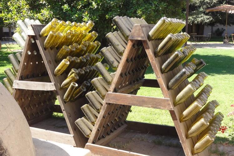 Wine bottle racks, Viu Manent Winery, Colchagua Valley, Chile