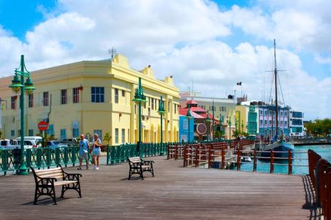 Colorful waterfront buildings, Bridgetown, Barbados