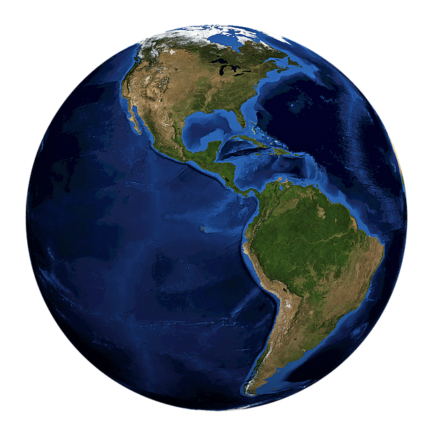 Global map representation of the Americas region