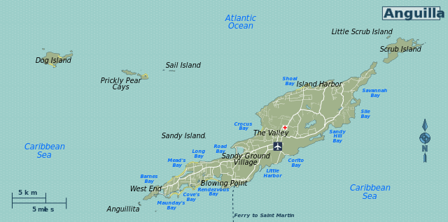 Map showing areas of Anguilla