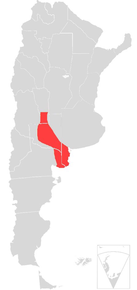 Map depicting the location of the Semiarid Pampas within Argentina