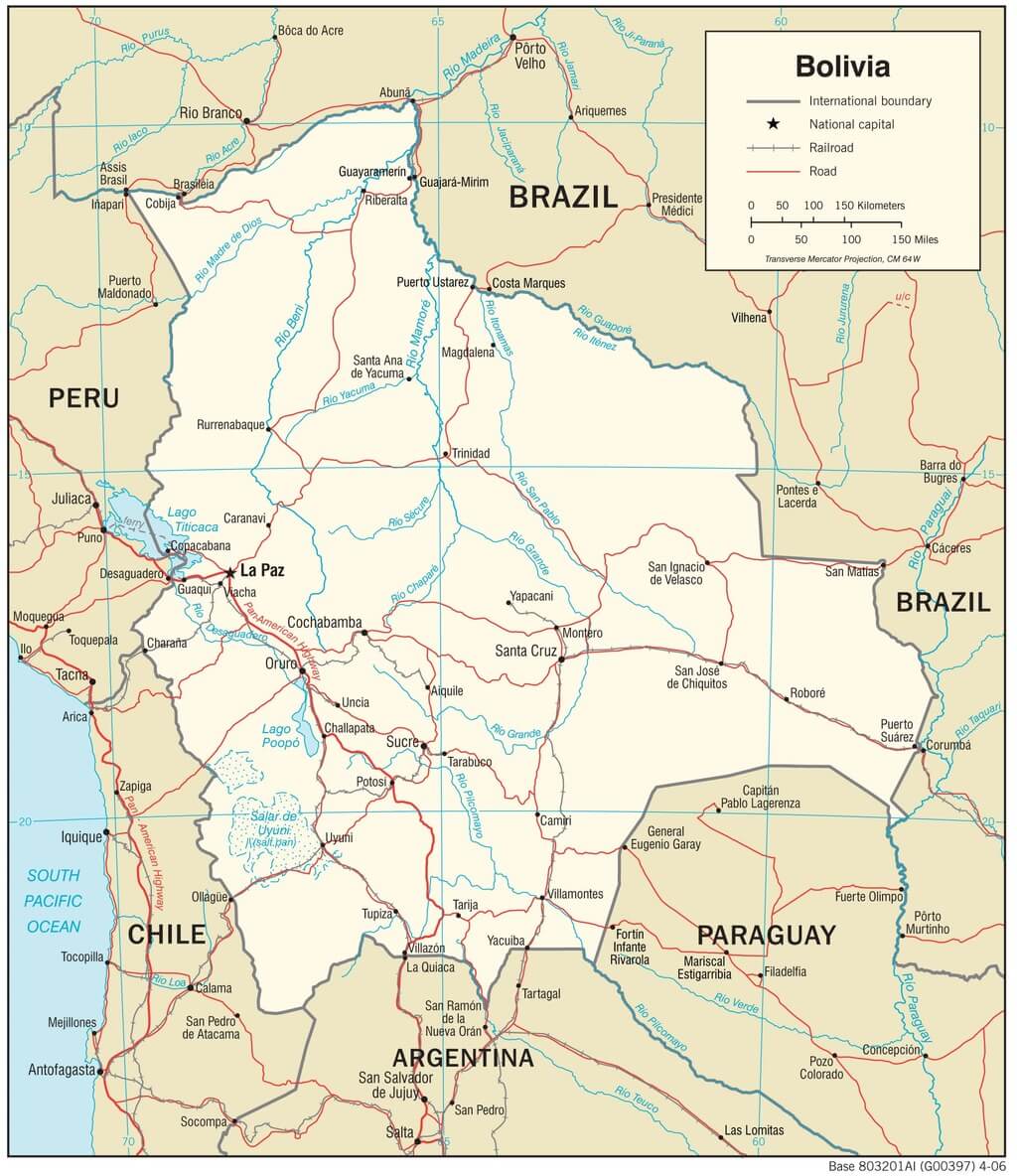 Bolivia transportation map