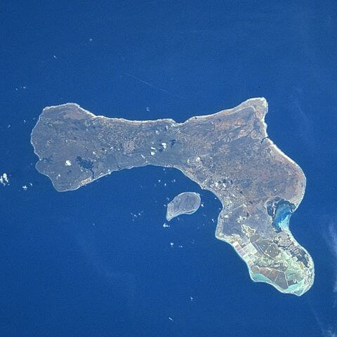 Satellite image of Bonaire and Klein Bonaire