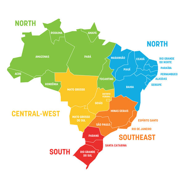 Brazil geographic regions map