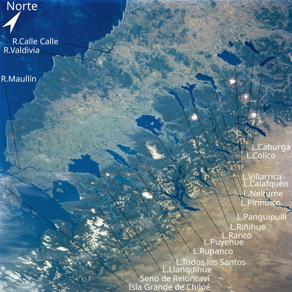 Principal lakes of the Chilean Lake District.