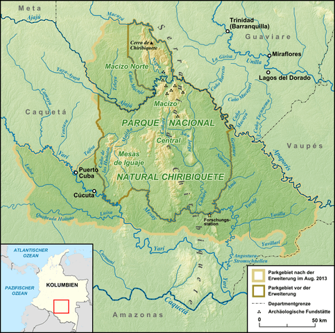 Map of Chiribiquete National Park