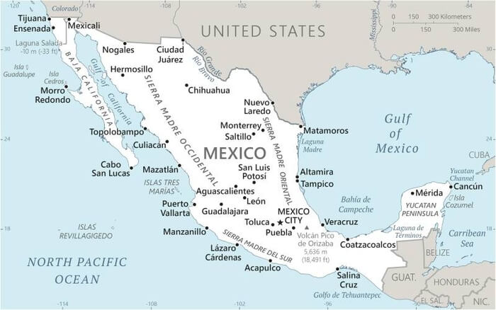 CIA map of Mexico