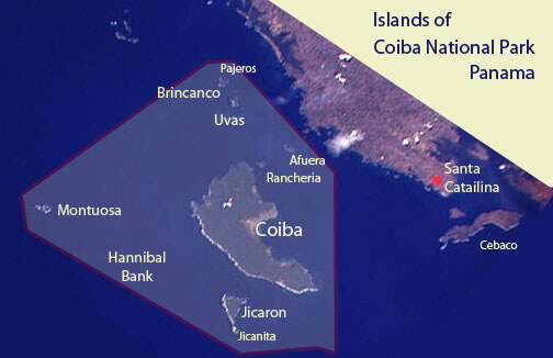 Map depicting the Islands of Coiba National Park, Panama