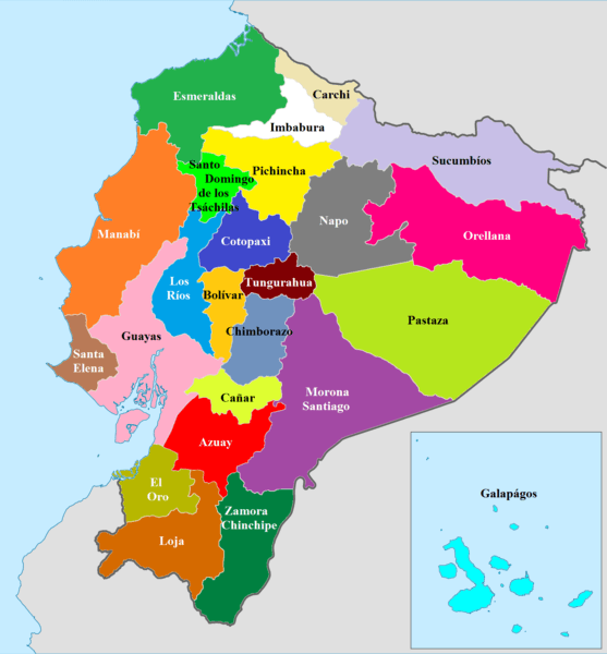 Map depicting the provinces of Ecuador