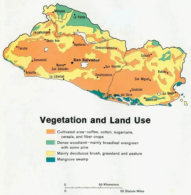 Vegetation and land use map of El Salvador