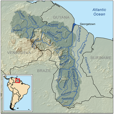 Map of the Essequibo River drainage basin