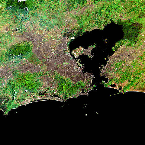 NASA satellite image showing Guanabara Bay, Brazil