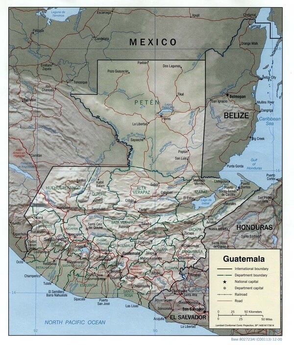 Guatemala relief map.