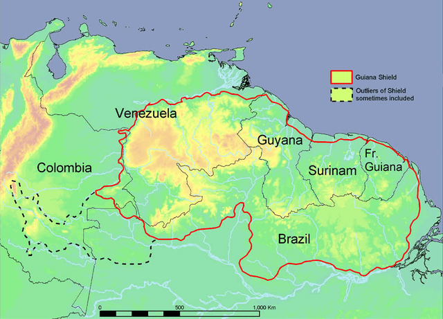 Political map of the Guiana Shield