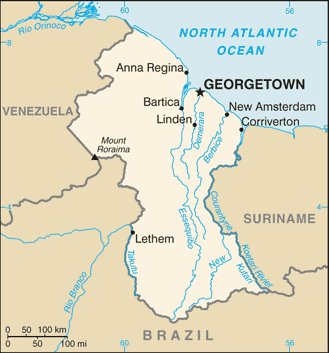CIA map of Guyana