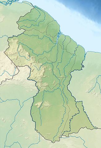 Relief map of Guyana