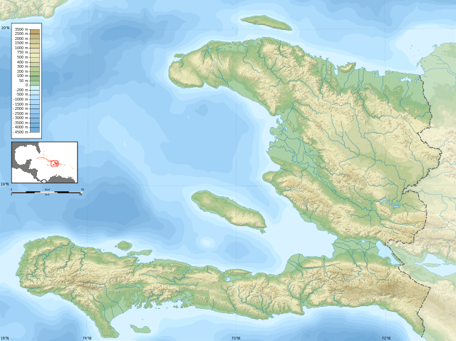 Topographic map of Haiti with the Massif de la Selle on the lower right