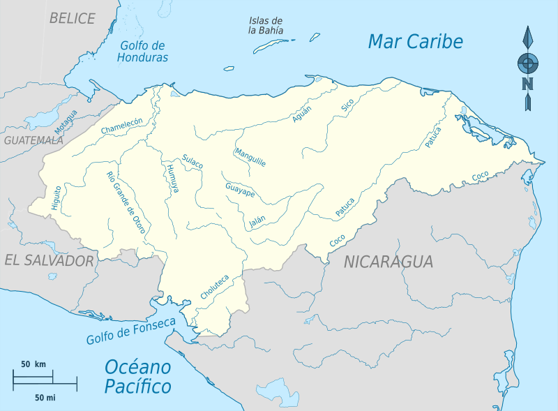 Hydrographic map of Honduras