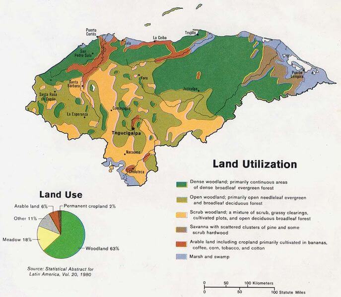 Land use map of Honduras