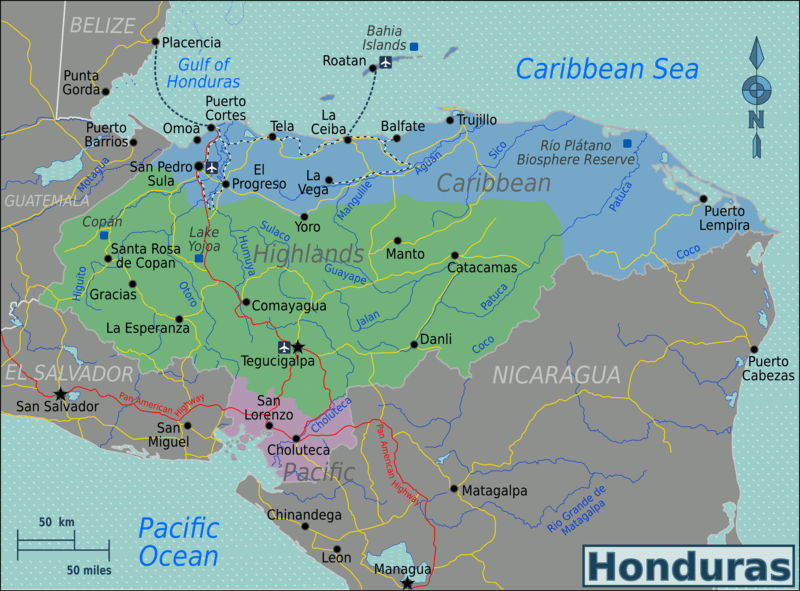 Honduras regions map