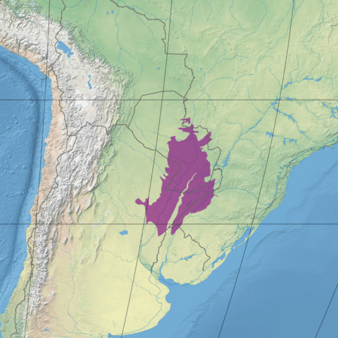 Map depicting the location of the Humid Chaco (in purple)