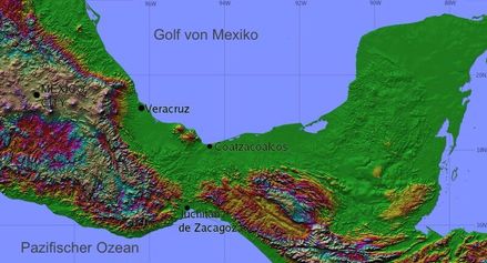 Relief map of Isthmus of Tehuantepec