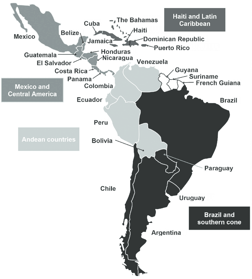Map of the Latin American region
