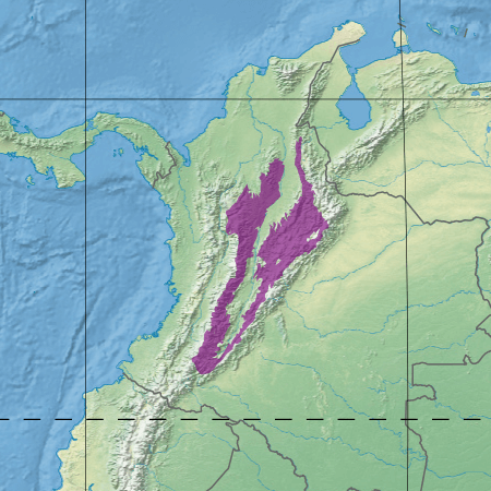 Map depicting the location of the Magdalena Valley montane forests (in purple)