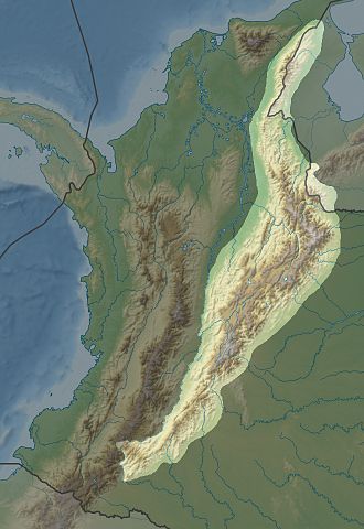 Map showing location of Cordillera Oriental in Colombia
