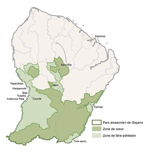 Map of the Guiana Amazonian Park