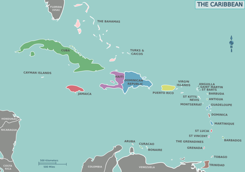 Map of the Caribbean region