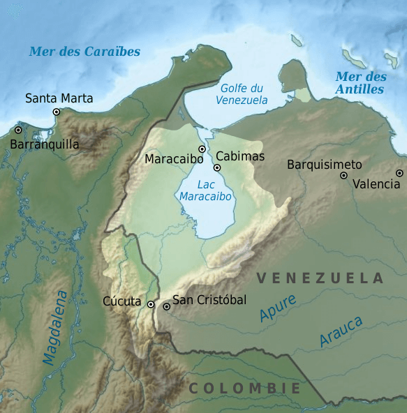 Map of the Lake Maracaibo watershed in Venezuela