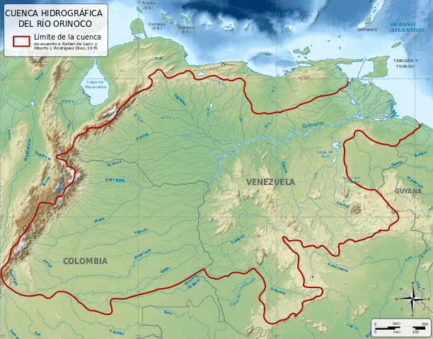 El Delta del Orinoco con subdivisiones geográcas.