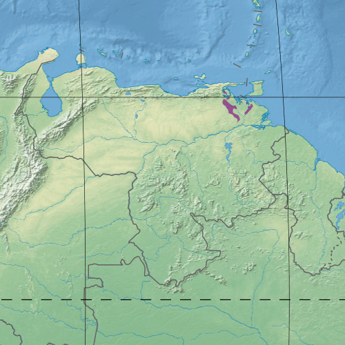 Map depicting the location of the Orinoco wetlands ecoregion (in purple)