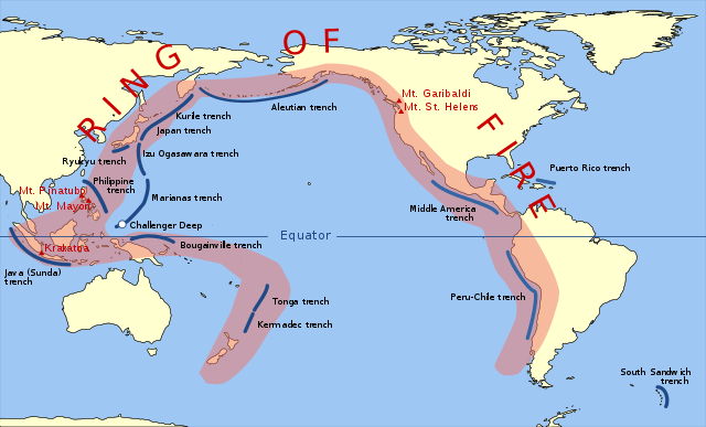 Map of the Pacific Rim of Fire