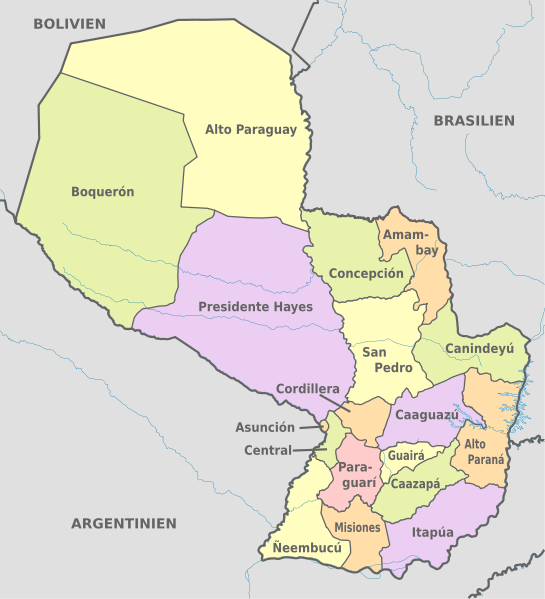 Map of administrative divisions of Paraguay