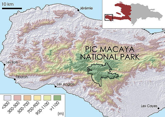 Topographic map of Pic Macaya National Park