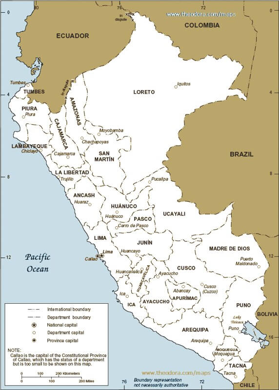 Map of Peru: administrative regions