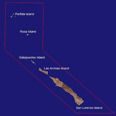 Aerial map of San Lorenzo Marine Archipelago National Park