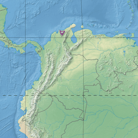Map depicting the location of the Santa Marta montane forests (in purple)